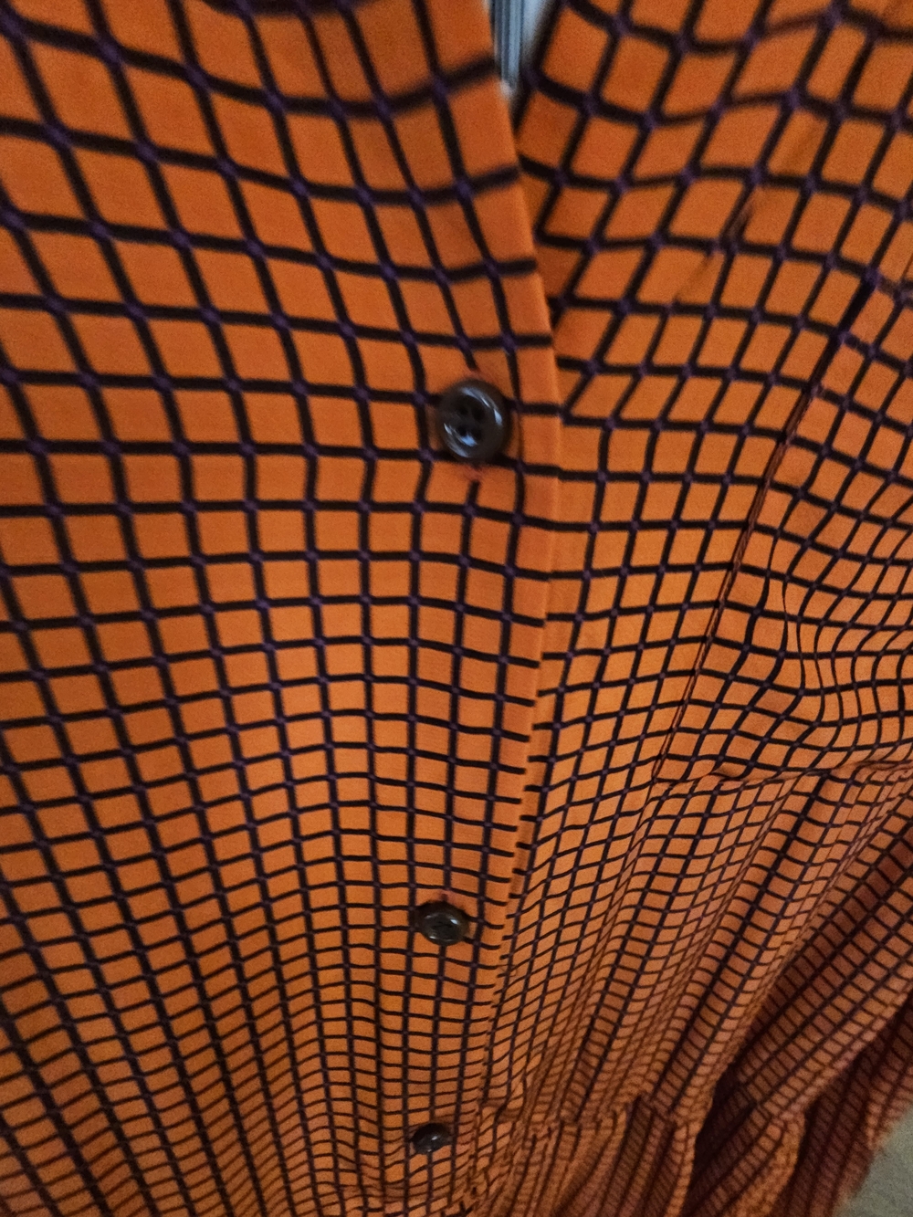 kate spade Orange and Black Checked Long-Sleeve Shirt Dress $110 obo - Picture 12 of 16